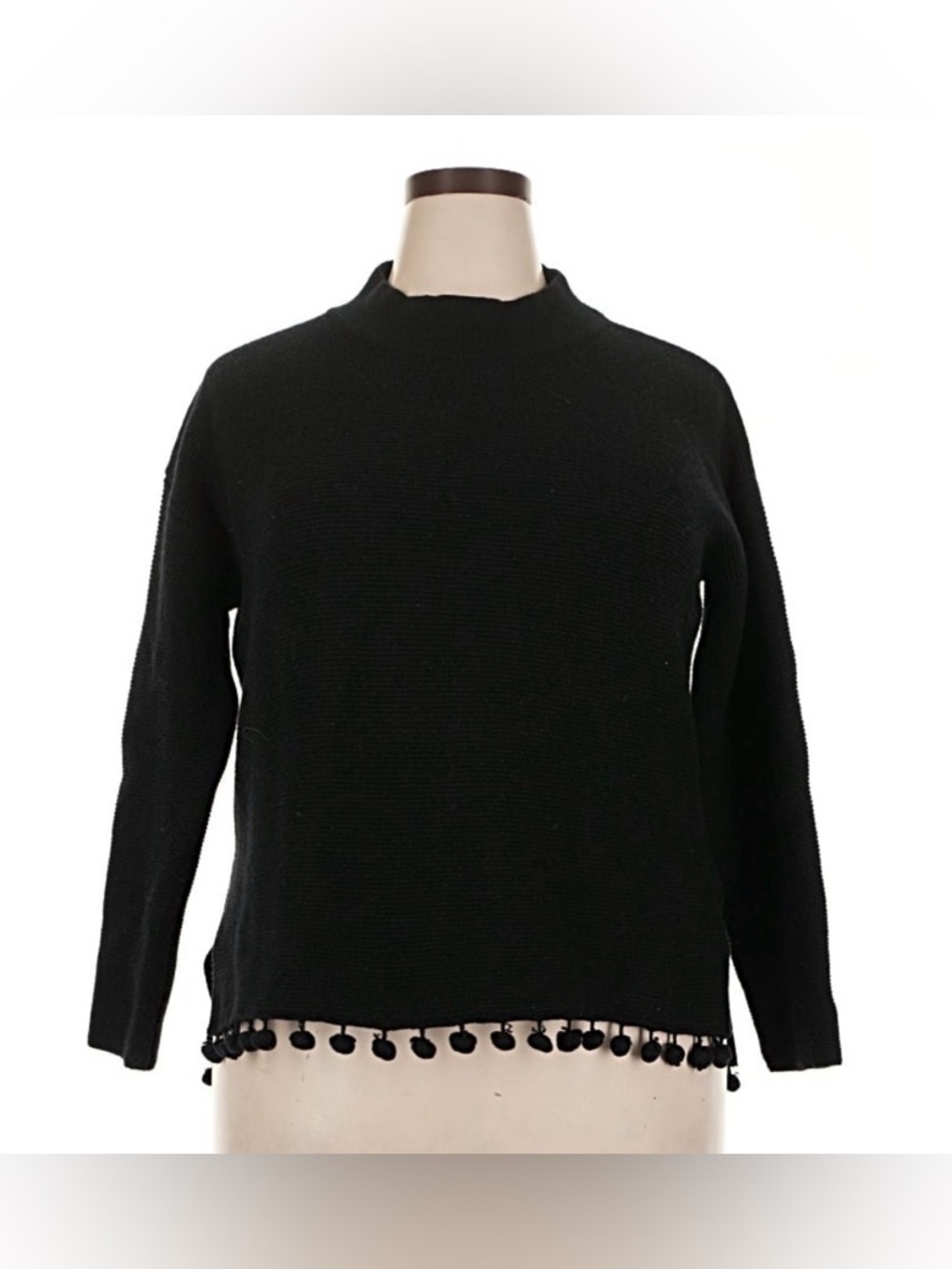 Weekend by MaxMara Black Pom-Pom Hem Women's Sweater